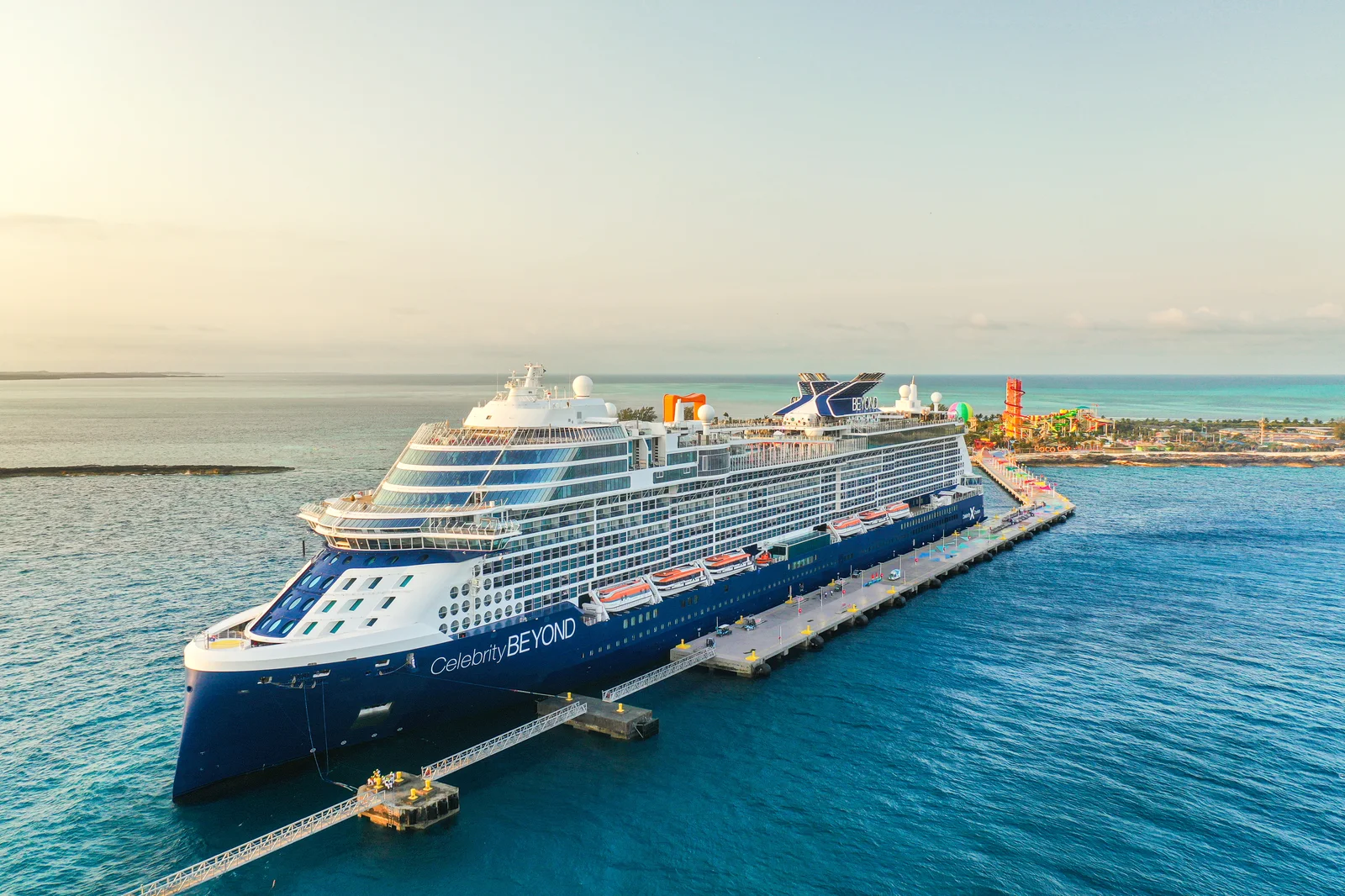 Celebrity Beyond docked at Perfect Day at CocoCay private island in the Bahamas